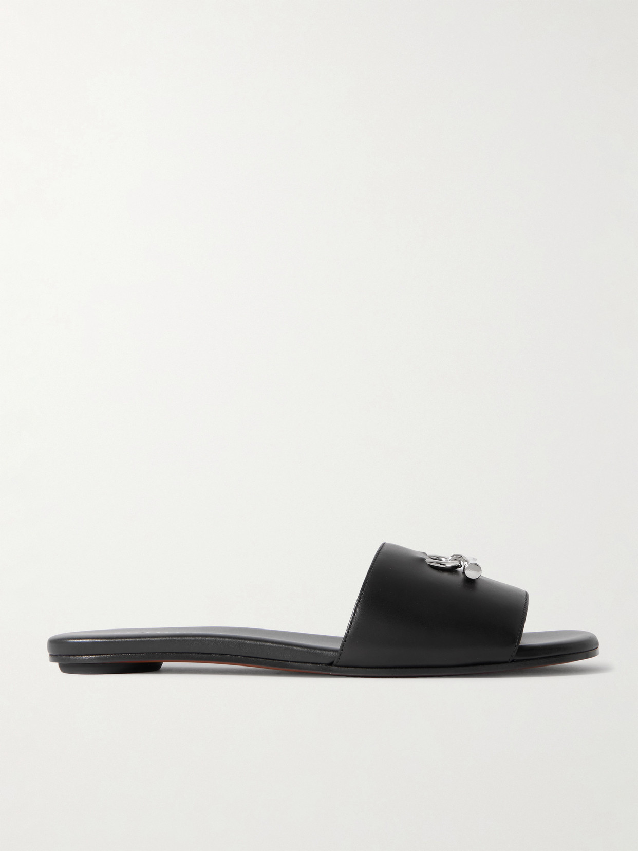 Alexander Mcqueen Embellished Leather Slides In Black