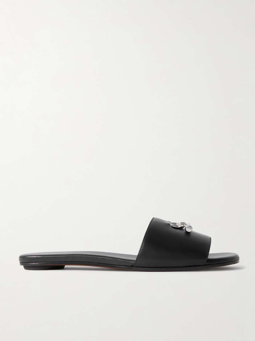 McQueen Embellished Leather Slides