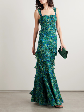 Saloni Chandra ruffled printed silk-georgette maxi dress