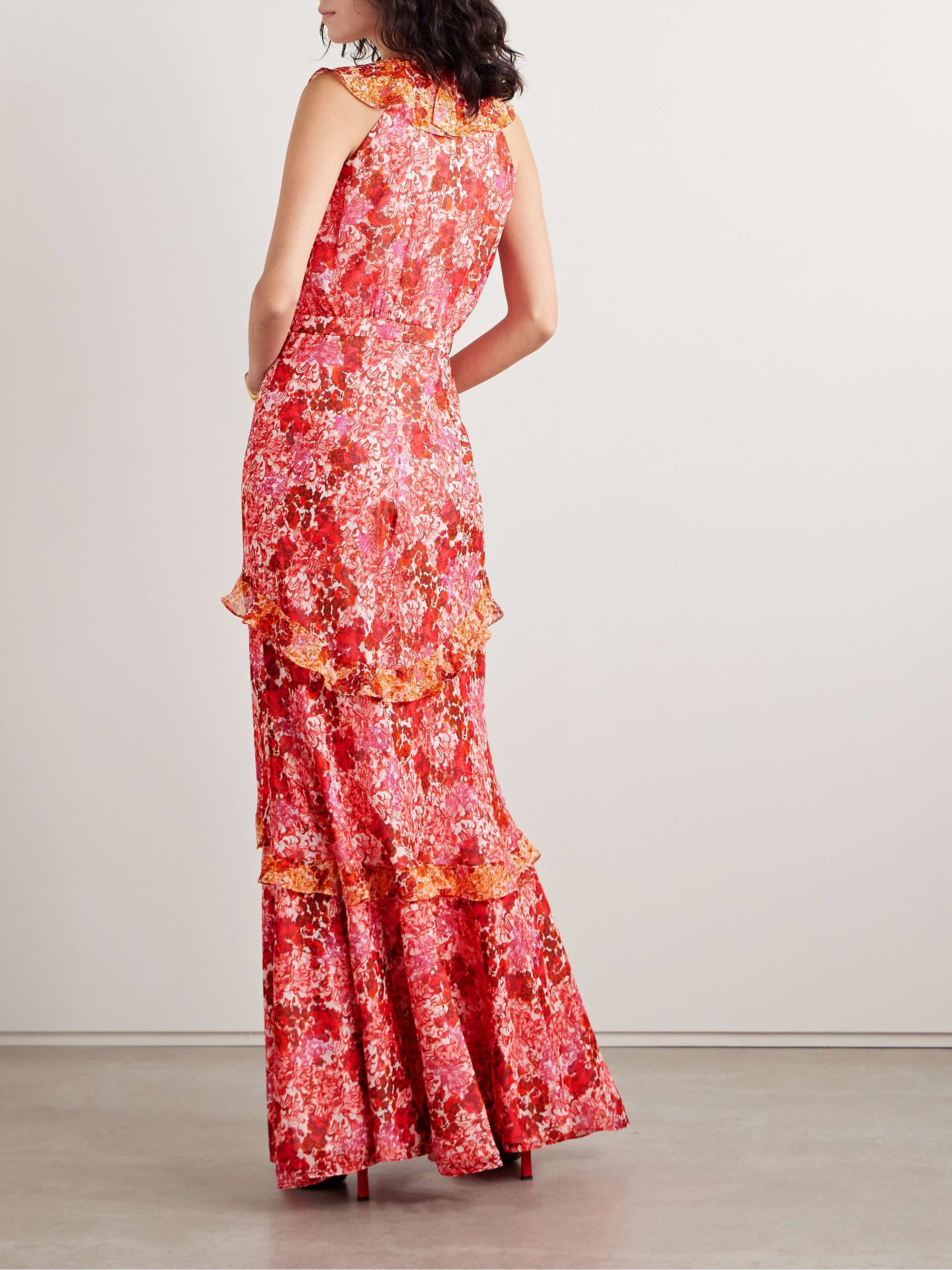 SALONI Rita ruffled floral-print silk-voile maxi dress