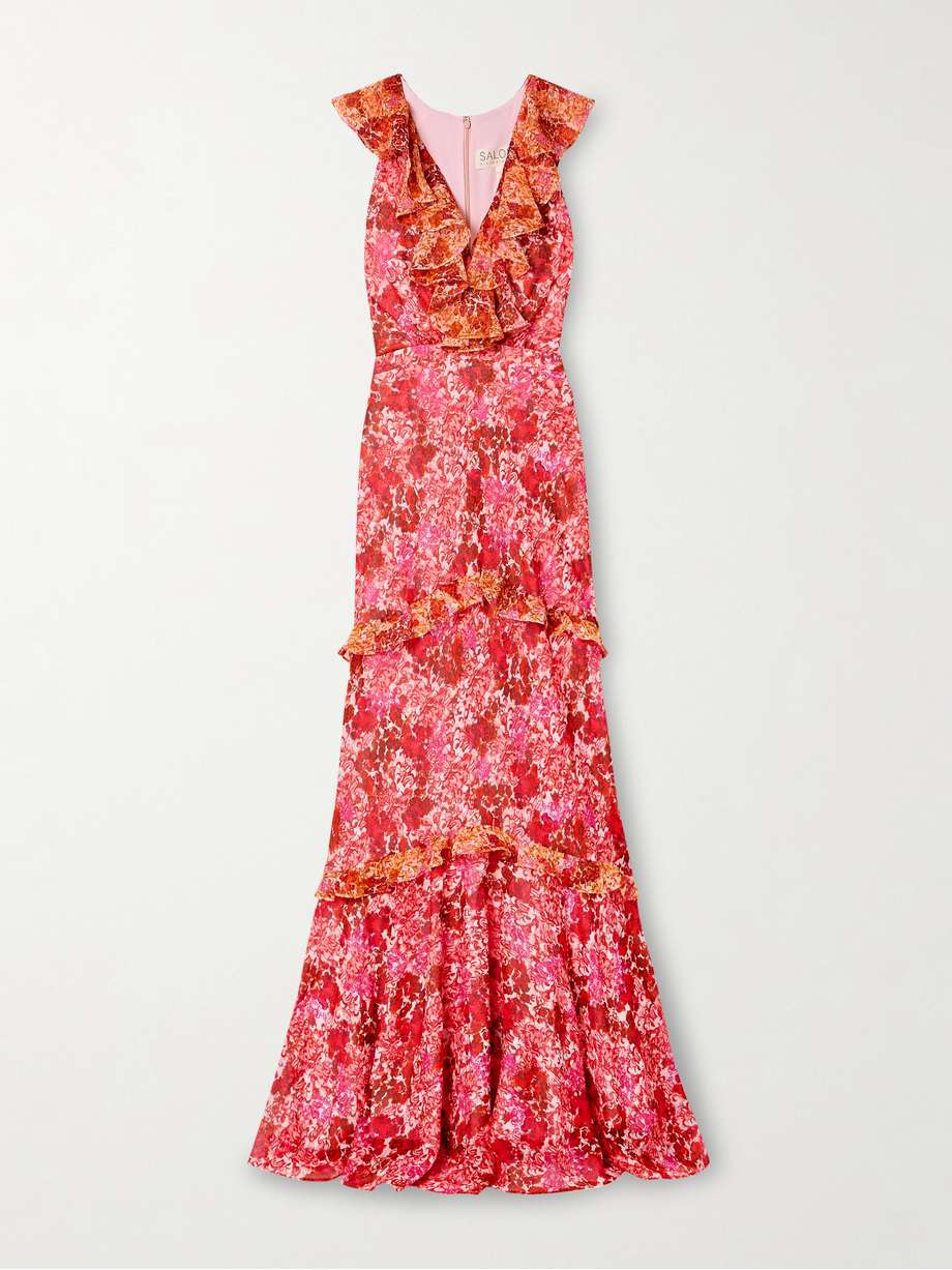 rita ruffled tiered floral-print silk-georgette maxi dress