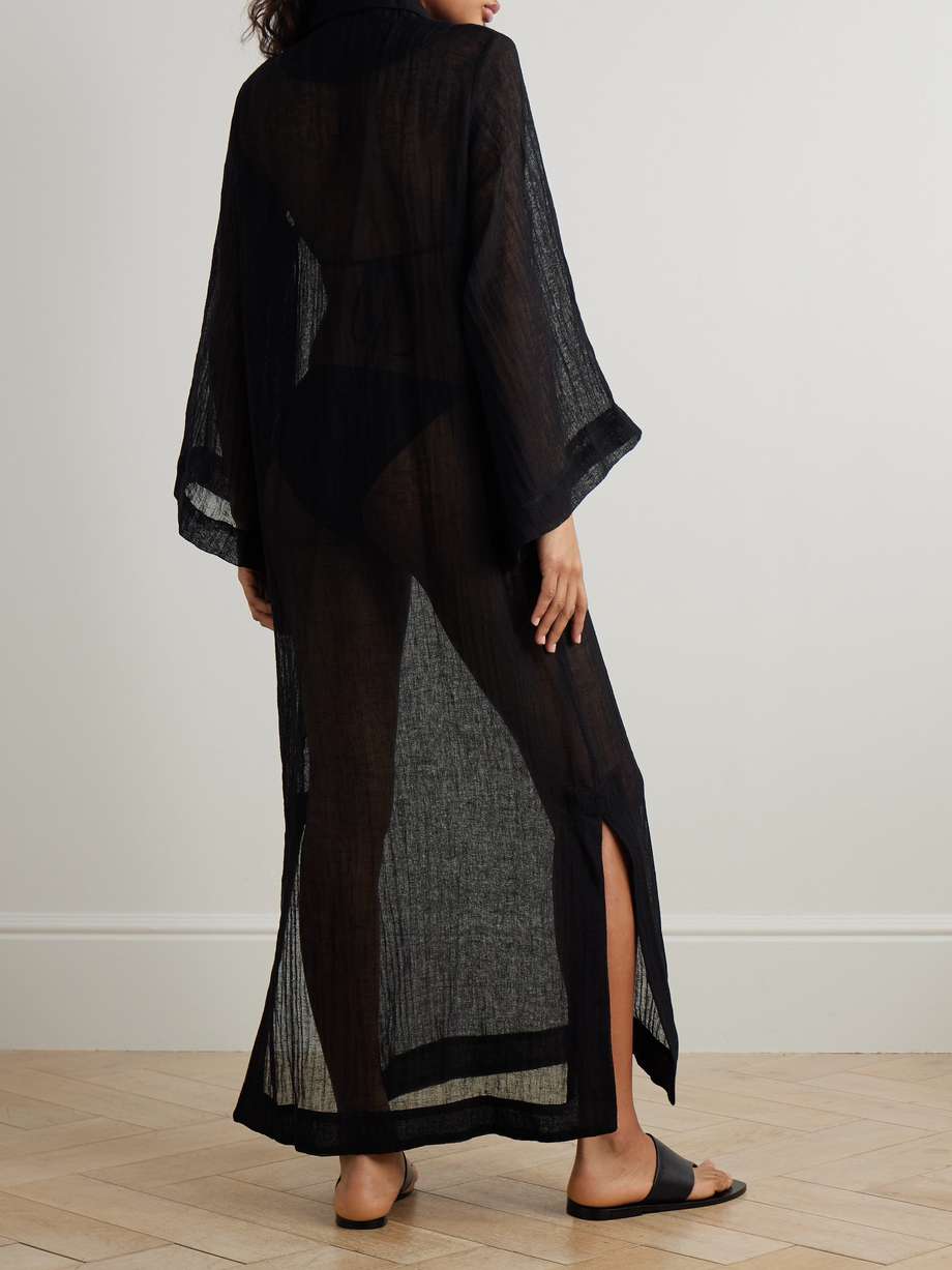 linen-blend gauze kaftan