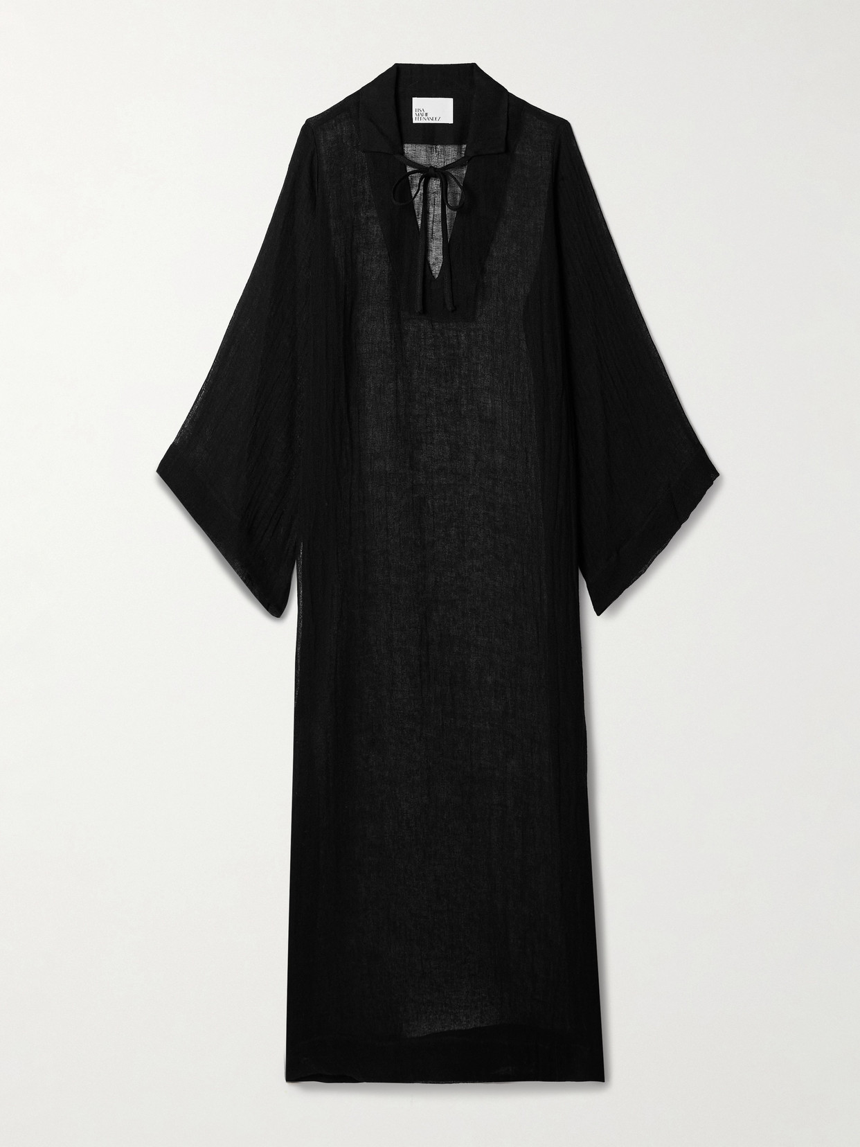 Lisa Marie Fernandez Linen-blend Gauze Kaftan In Black