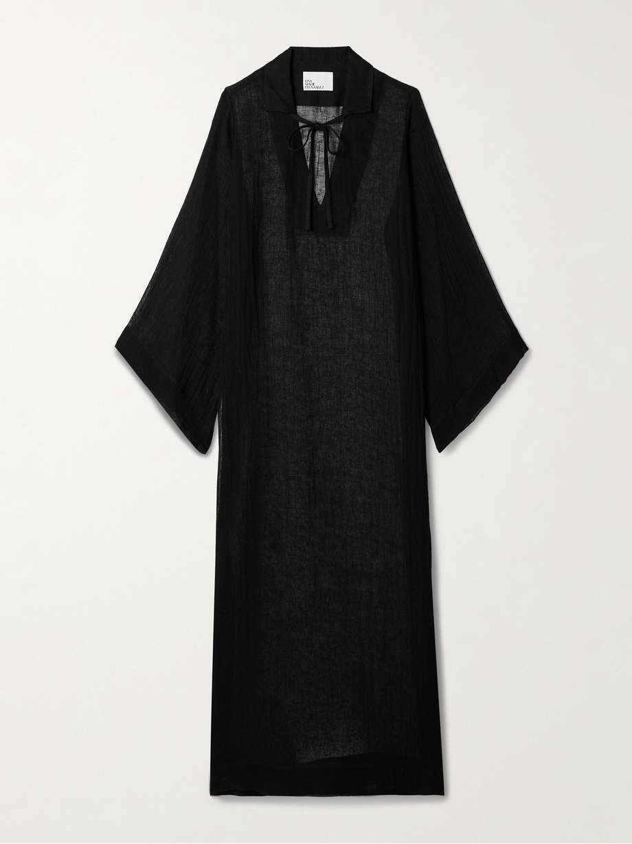 linen-blend gauze kaftan