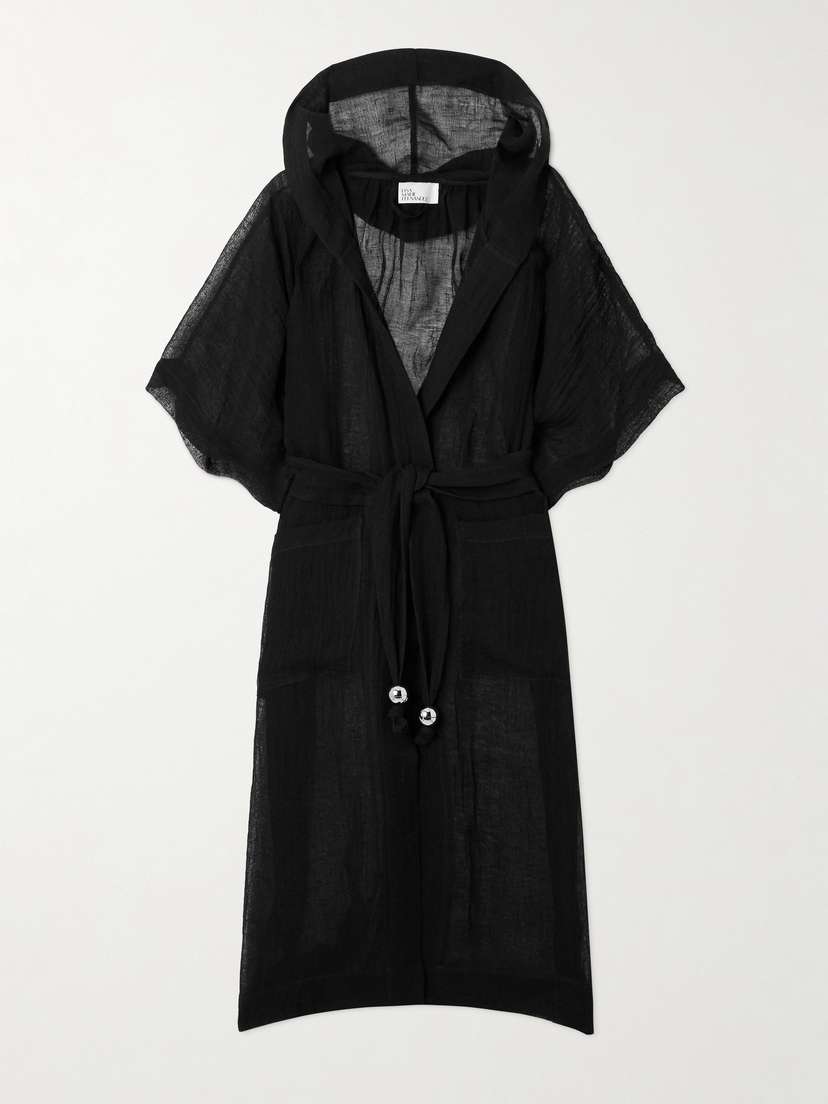 Lisa Marie Fernandez Sorrento Hooded Belted Linen-blend Gauze Coverup