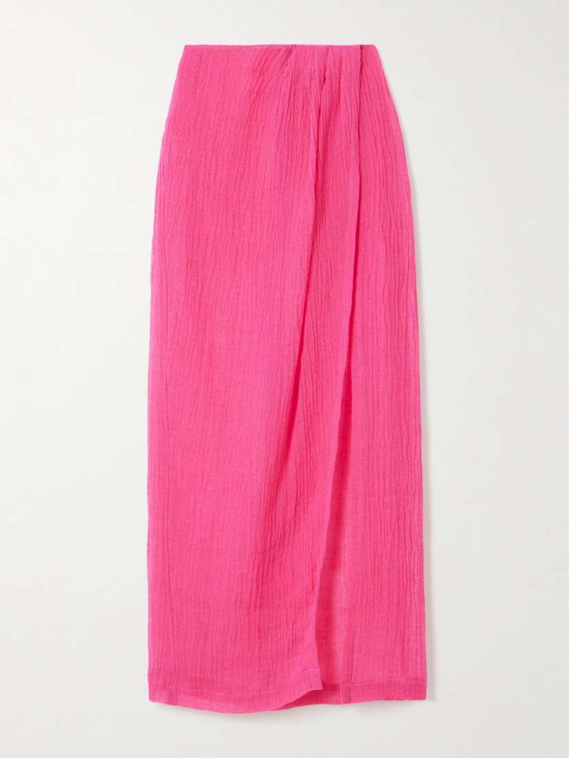 Lisa Marie Fernandez Pleated Crinkled Linen-blend Gauze Pareo
