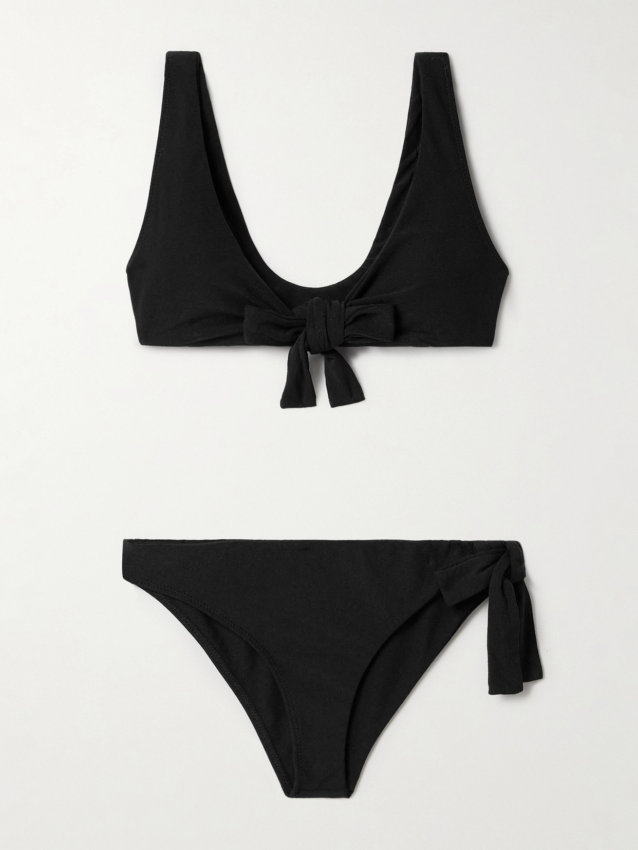 Lisa Marie Fernandez Tie-detailed Crepe Bikini In Black