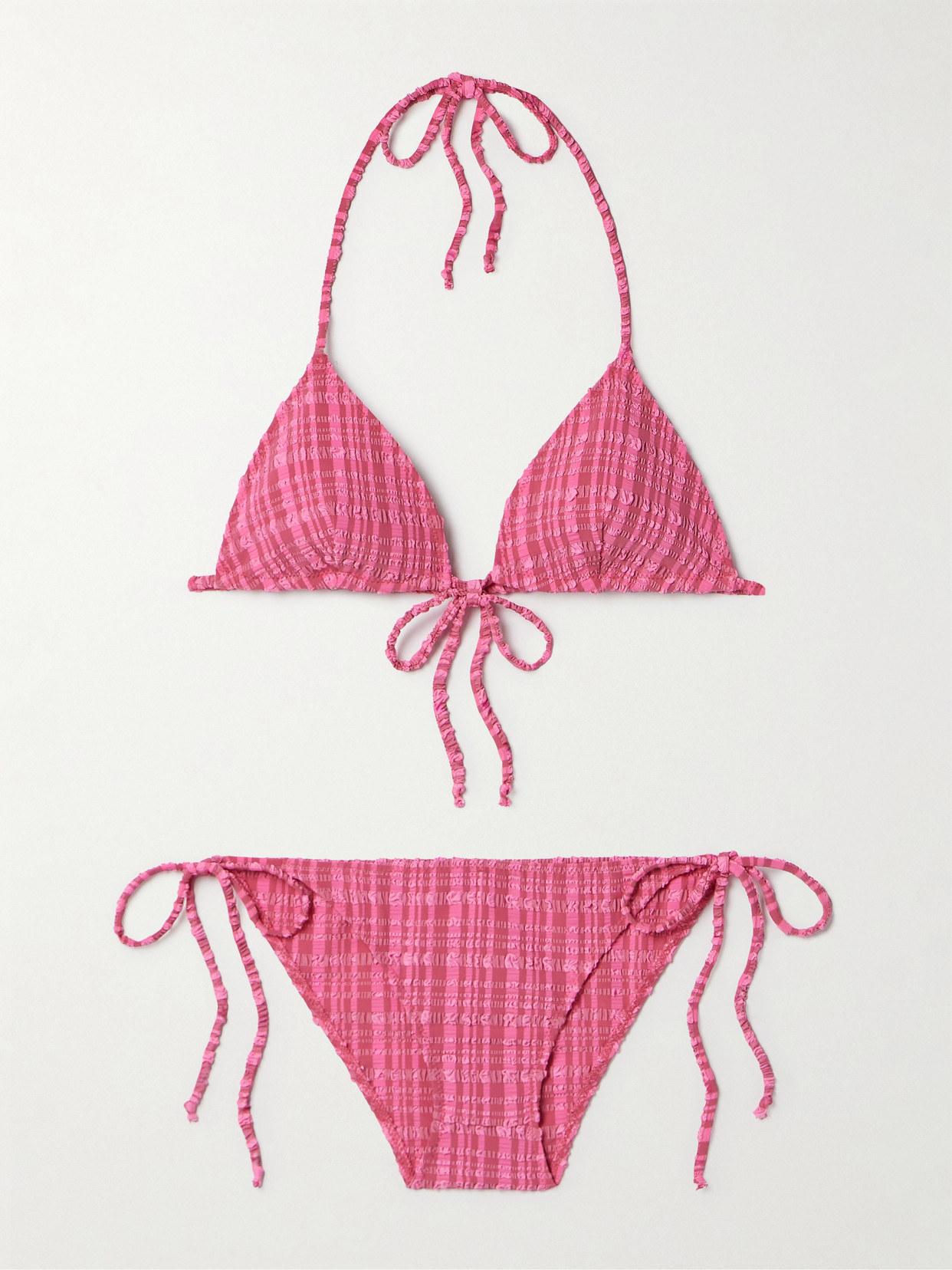 Lisa Marie Fernandez Striped Seersucker Triangle Bikini In Pink