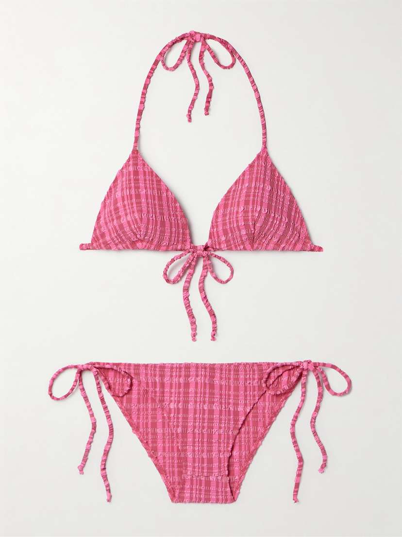Lisa Marie Fernandez Striped Seersucker Triangle Bikini