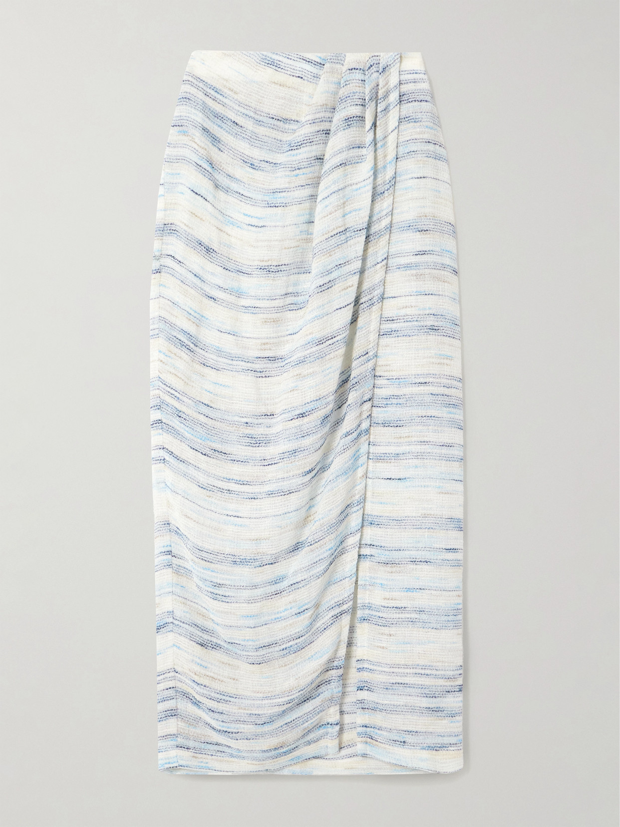 Lisa Marie Fernandez Pleated Striped Linen-blend Gauze Pareo In White