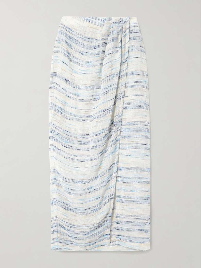 Lisa Marie Fernandez Pleated Striped Linen-blend Gauze Pareo