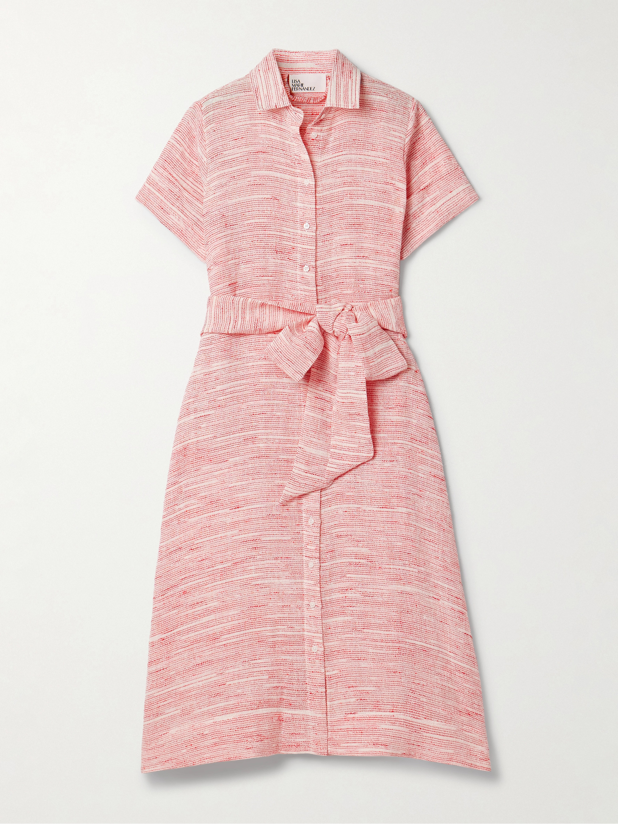Lisa Marie Fernandez Belted linen-blend gauze midi shirt dress thumbnail