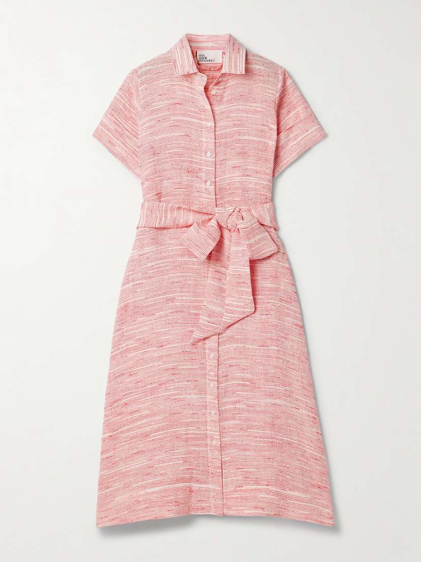 Lisa Marie Fernandez Belted Linen-blend Gauze Midi Shirt Dress