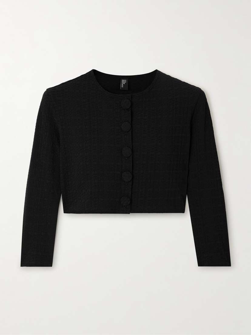 Lisa Marie Fernandez Cropped Seersucker Cardigan