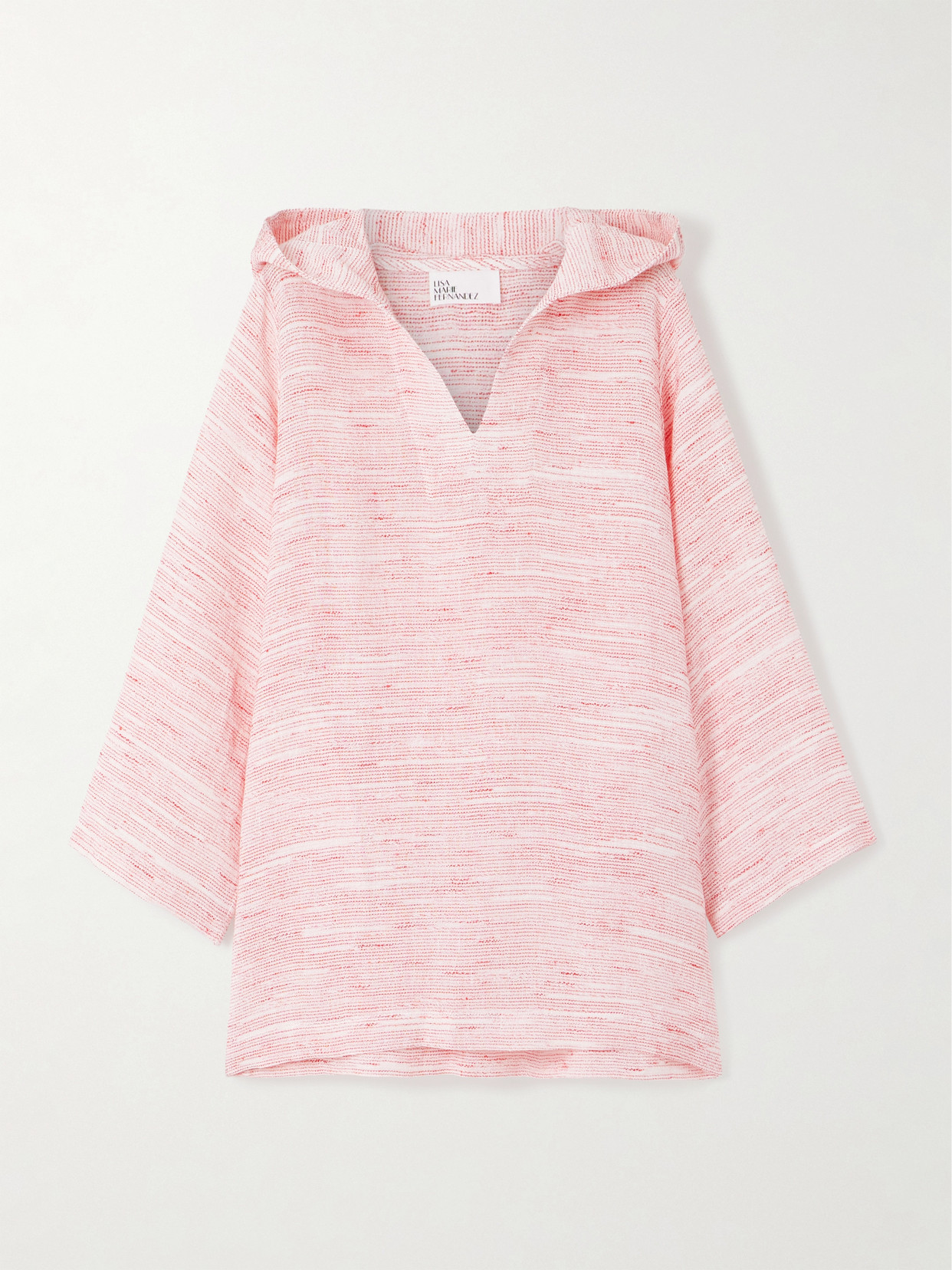 Lisa Marie Fernandez Hooded Striped Linen-blend Gauze Tunic In Pink