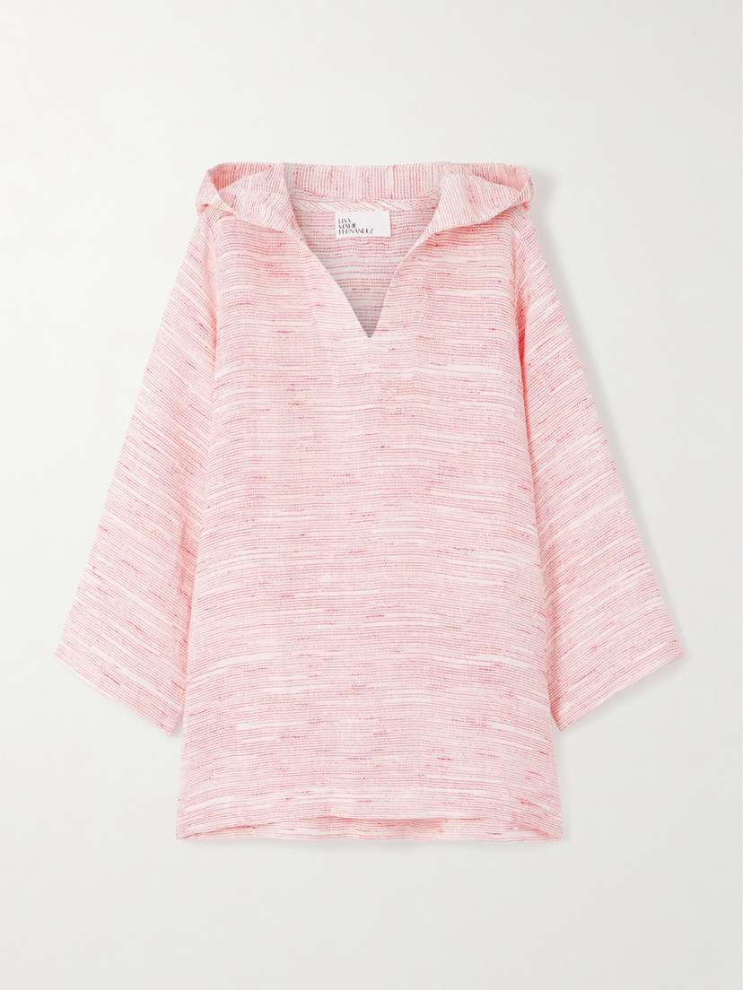 Lisa Marie Fernandez Hooded Striped Linen-blend Gauze Tunic