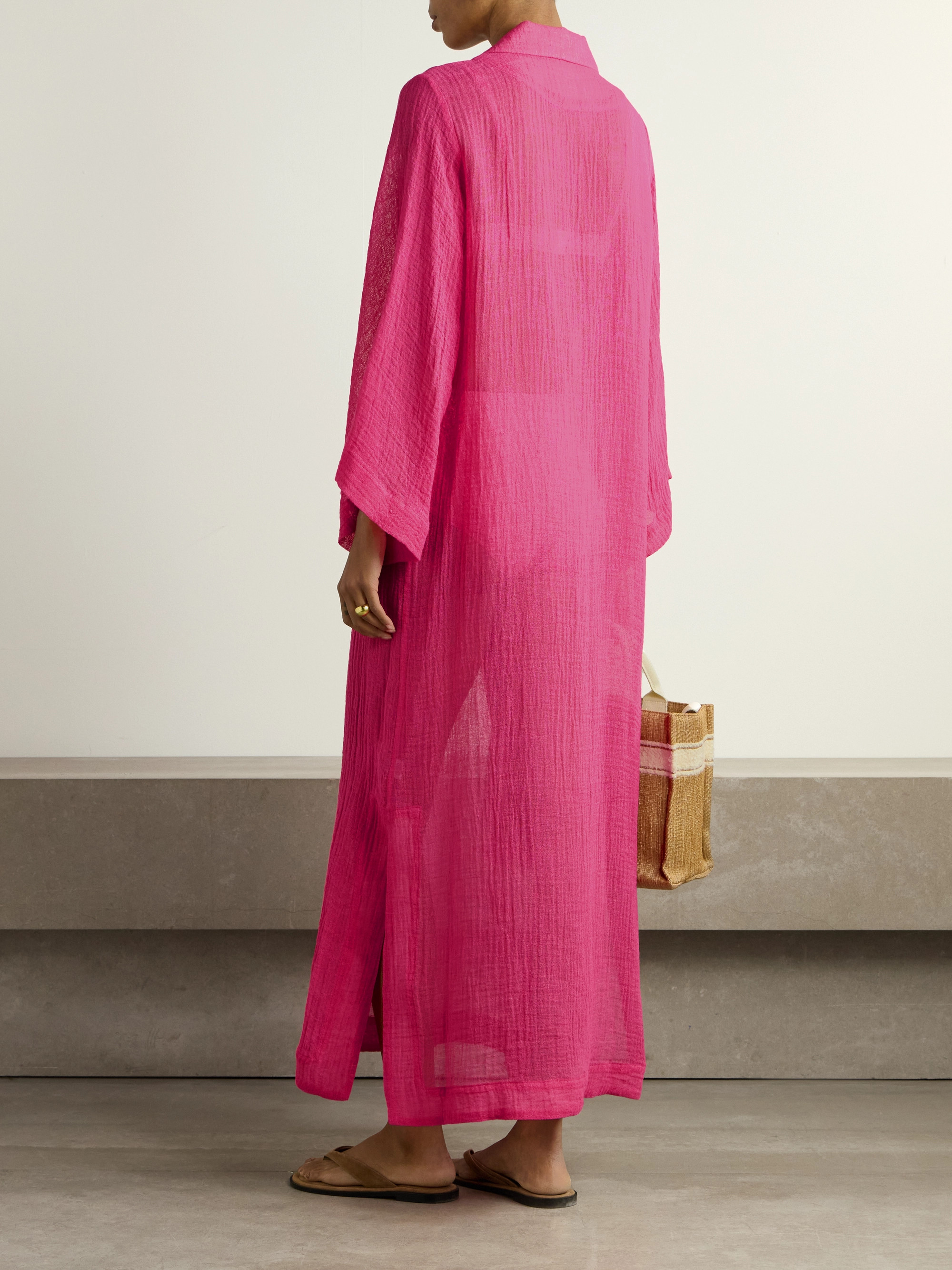 Lisa Marie Fernandez - Crinkled linen-blend gauze kaftan | Plush