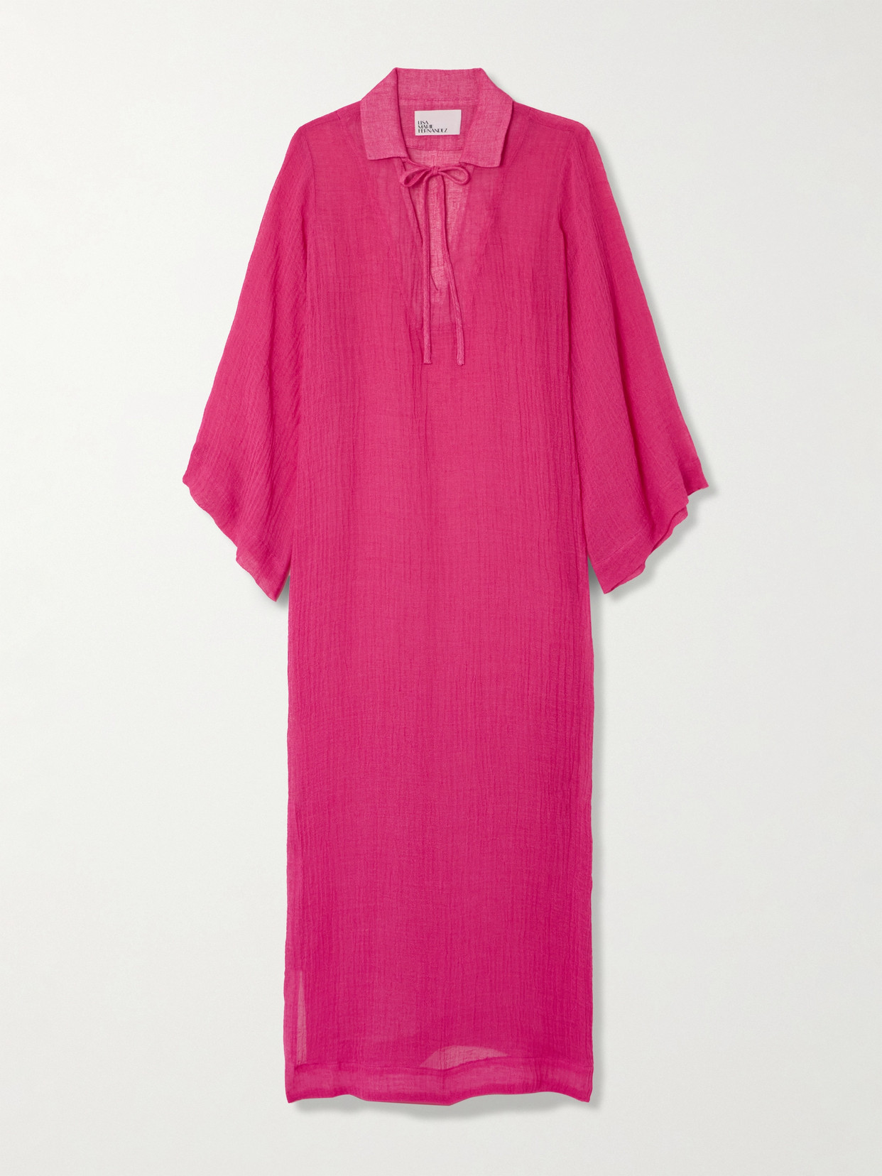 Lisa Marie Fernandez Crinkled Linen-blend Gauze Kaftan In Pink