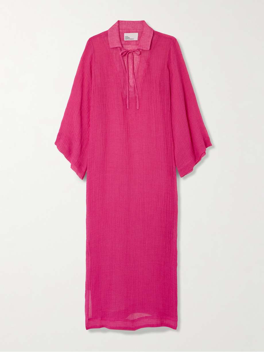 crinkled linen-blend gauze kaftan