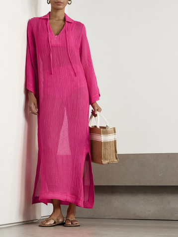 Lisa Marie Fernandez Crinkled linen-blend gauze kaftan