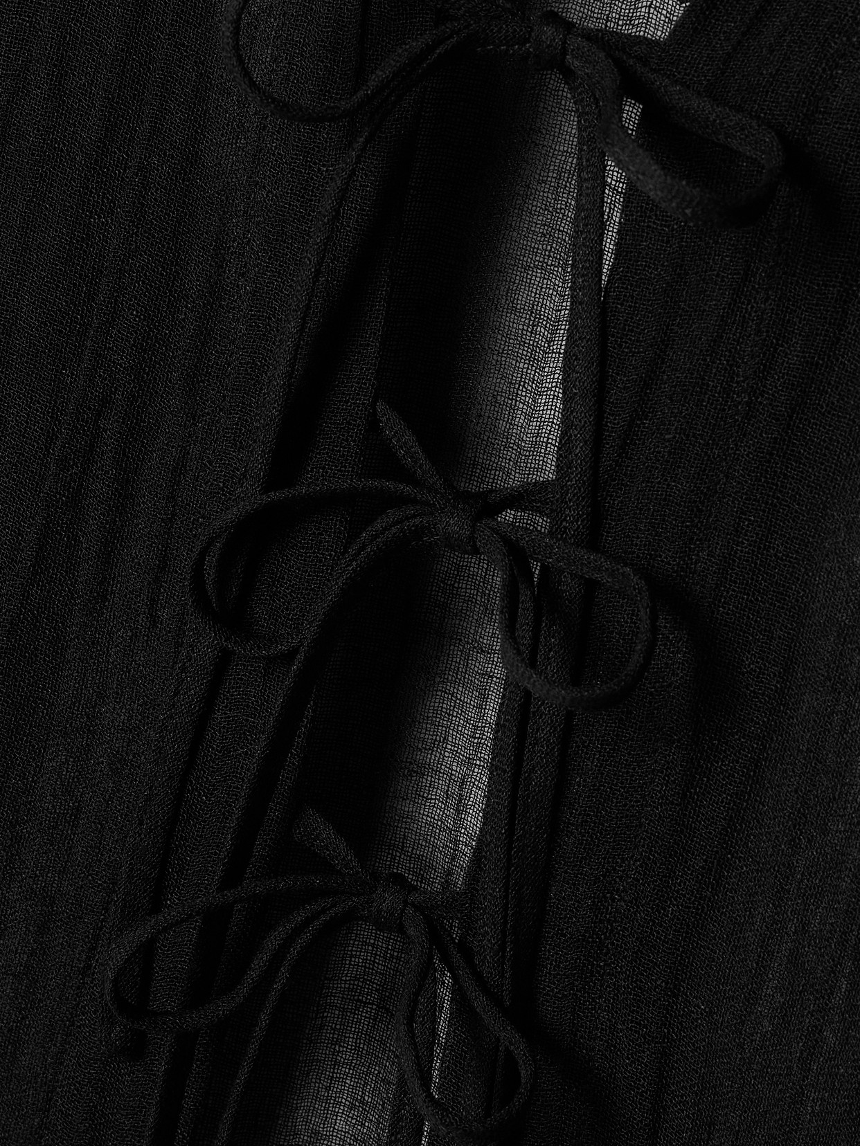 Lisa Marie Fernandez Hooded Crinkled Linen-blend Gauze Coverup In Black