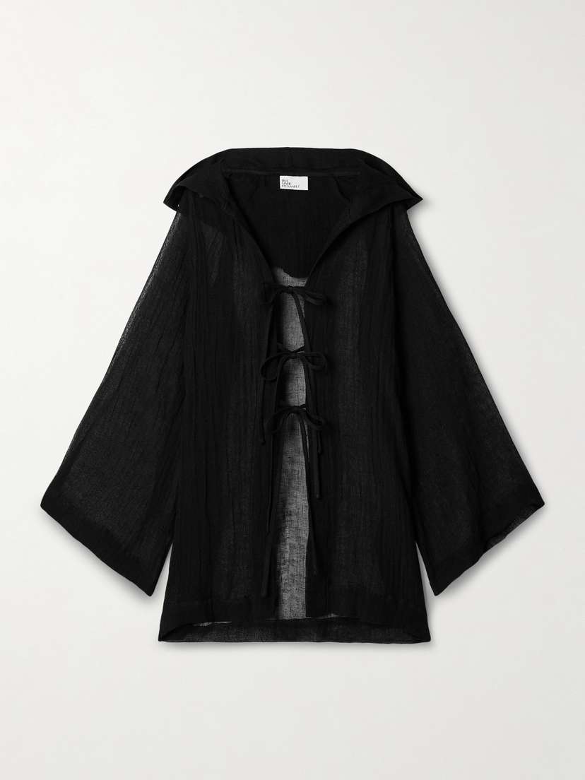 Lisa Marie Fernandez Hooded Crinkled Linen-blend Gauze Coverup
