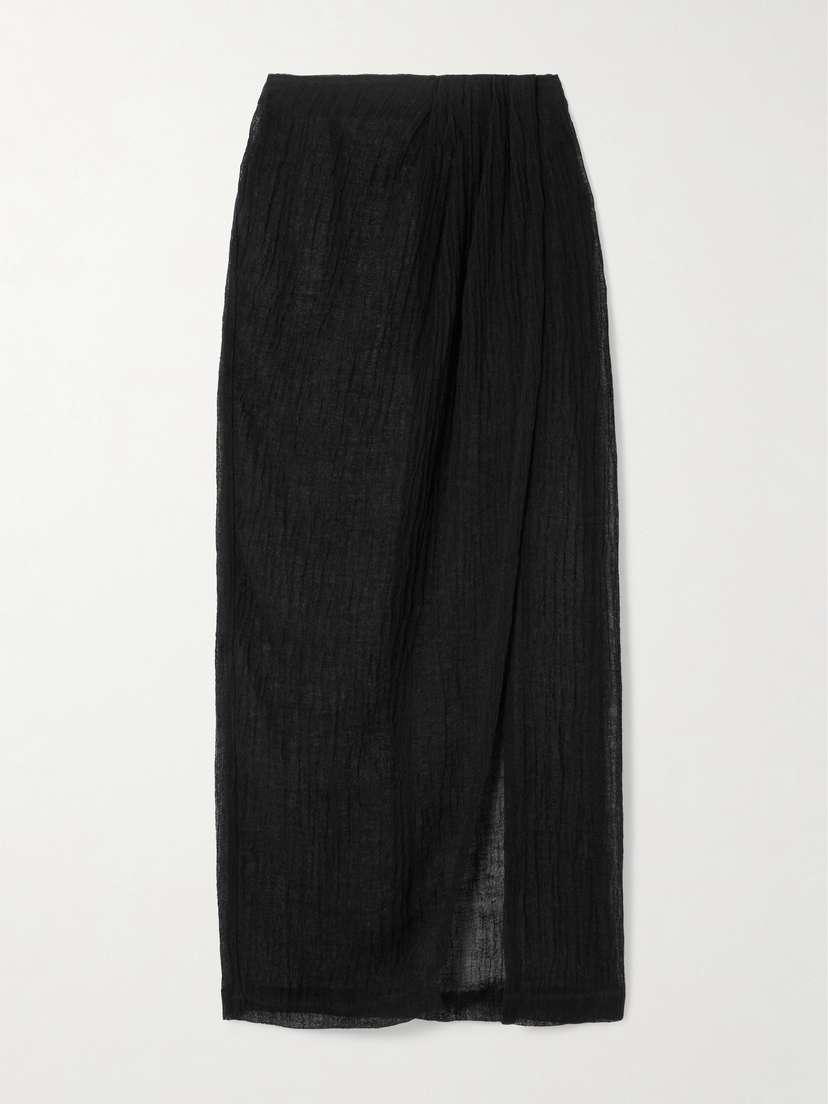 Lisa Marie Fernandez Pleated Crinkled Linen-blend Gauze Pareo
