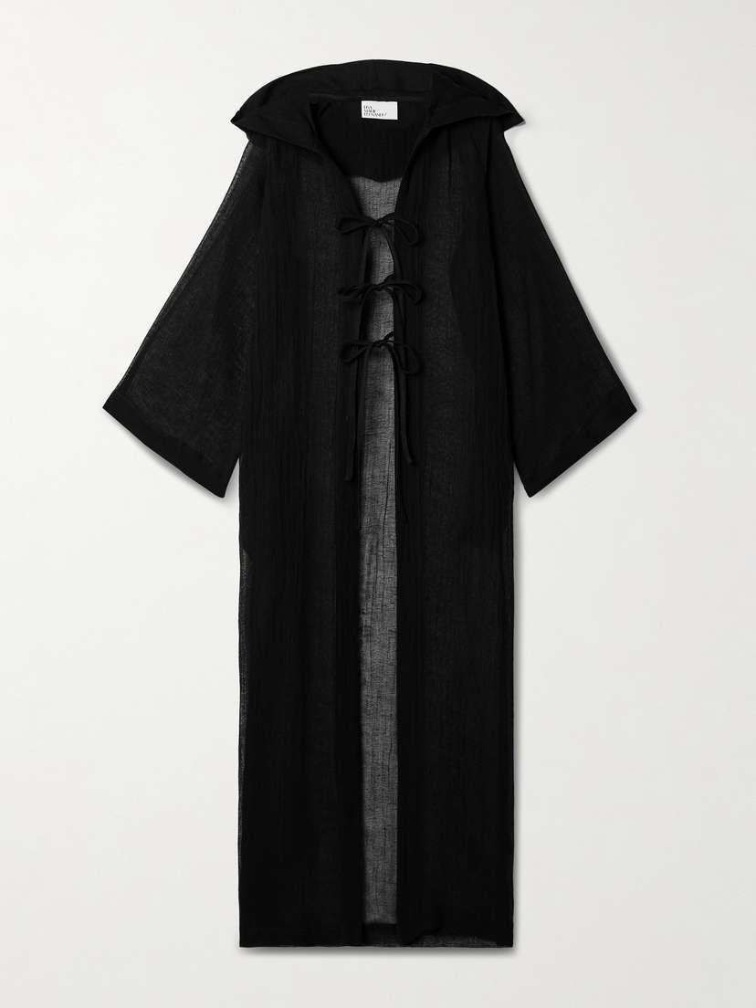 Lisa Marie Fernandez Hooded Crinkled Linen-blend Gauze Kaftan