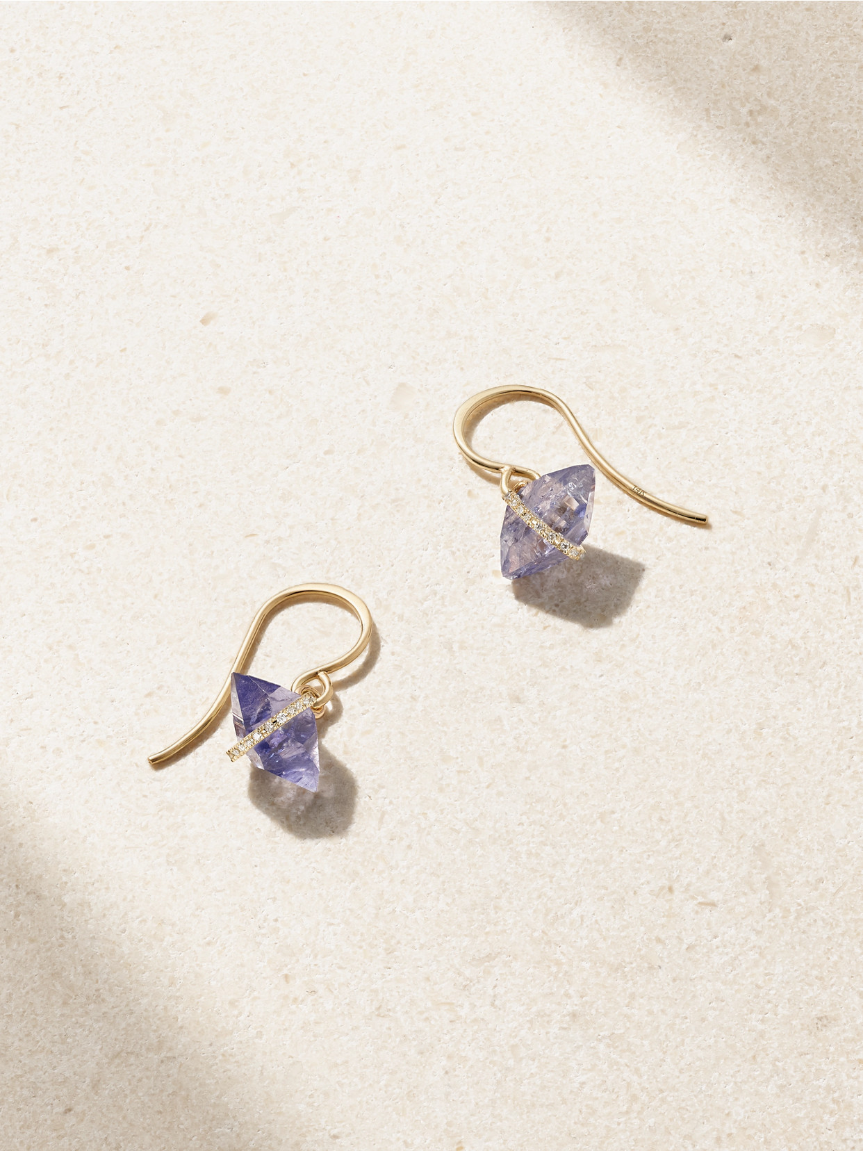 Melissa Joy Manning 14-karat Recycled Gold, Iolite And Herkimer Diamond Earrings In Purple
