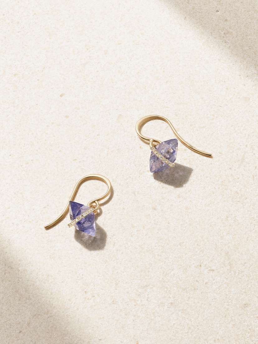 Melissa Joy Manning 14-karat Recycled Gold, Iolite And Herkimer Diamond Earrings