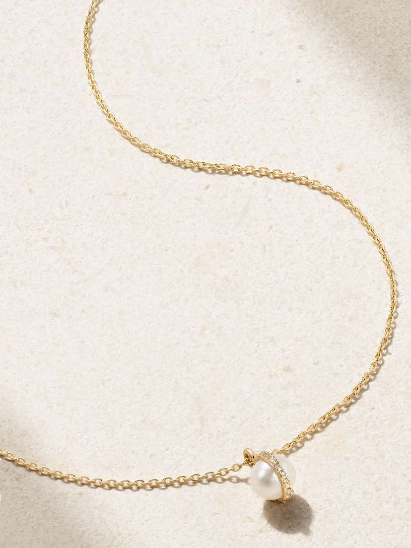 Melissa Joy Manning 14-karat Recycled Gold, Pearl And Diamond Necklace