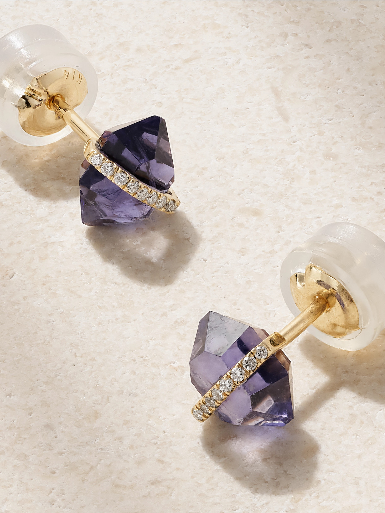 Melissa Joy Manning 14-karat Recycled Gold, Iolite And Herkimer Diamond Earrings In Purple