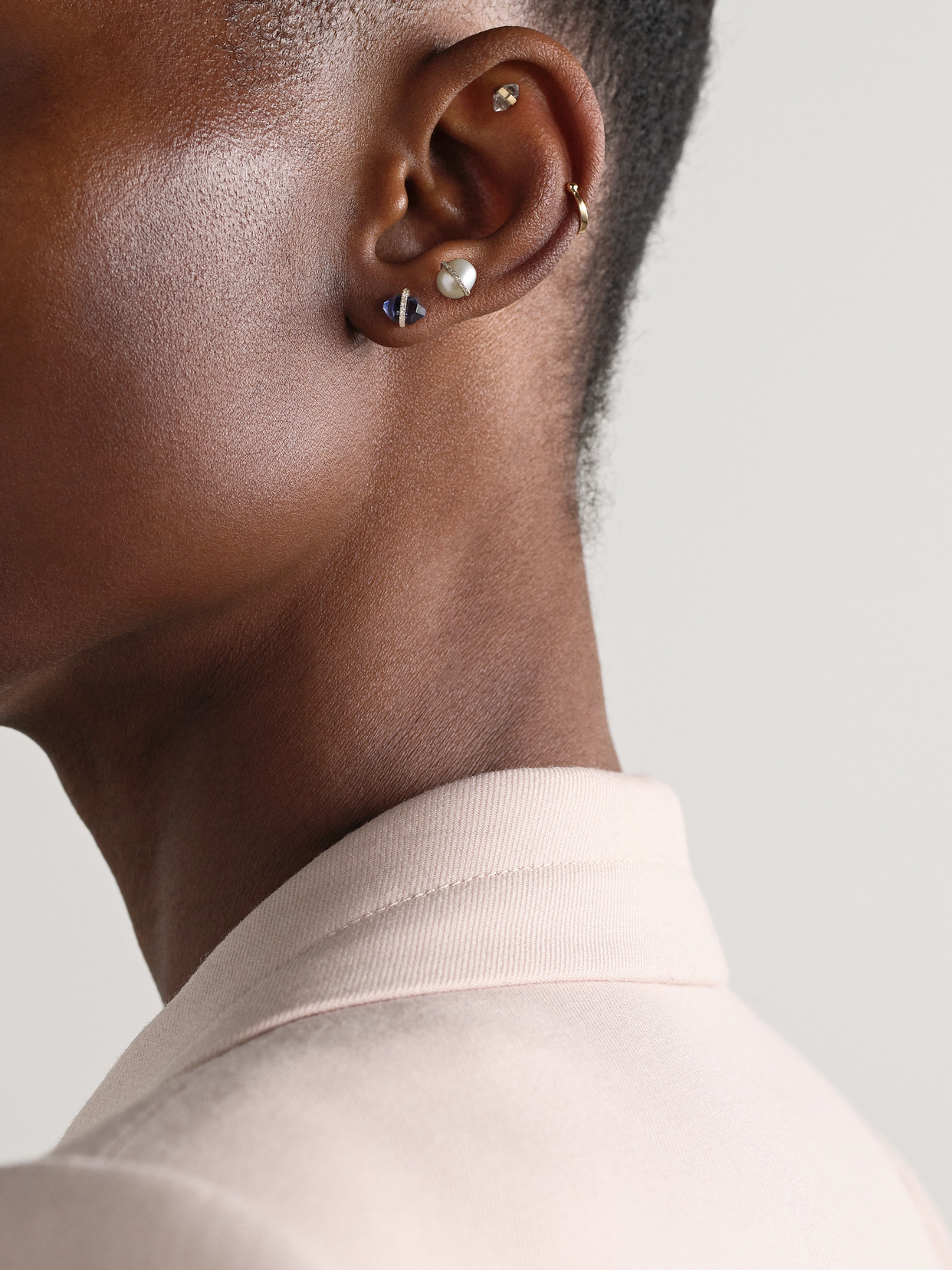 Melissa Joy Manning 14-karat Recycled Gold, Iolite And Herkimer Diamond Earrings In Purple