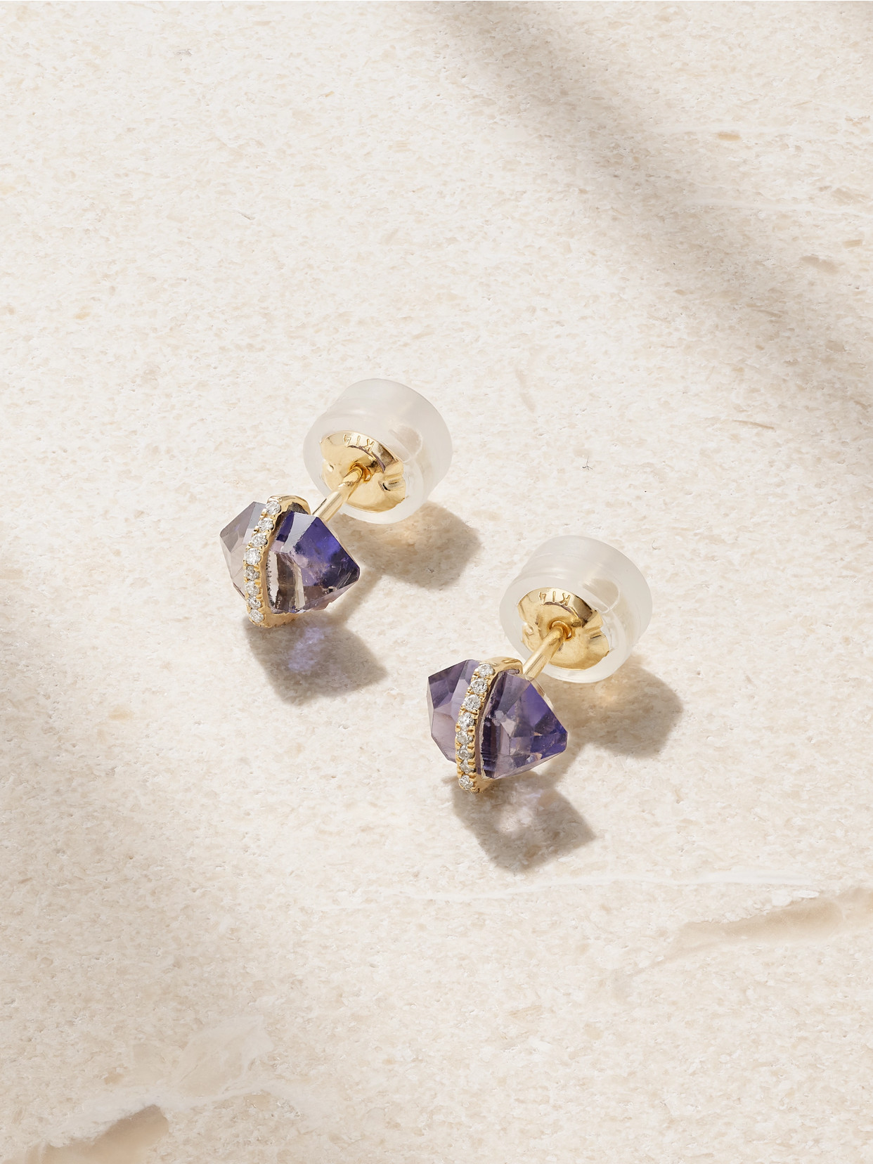Melissa Joy Manning 14-karat Recycled Gold, Iolite And Herkimer Diamond Earrings In Purple