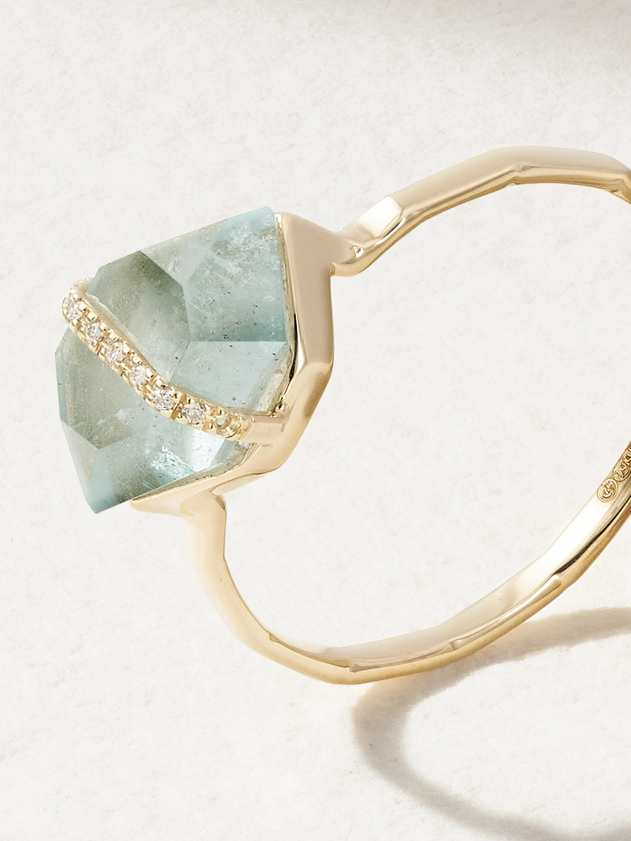 Melissa Joy Manning 14-karat Recycled Gold, Aquamarine And Diamond Ring In Blue