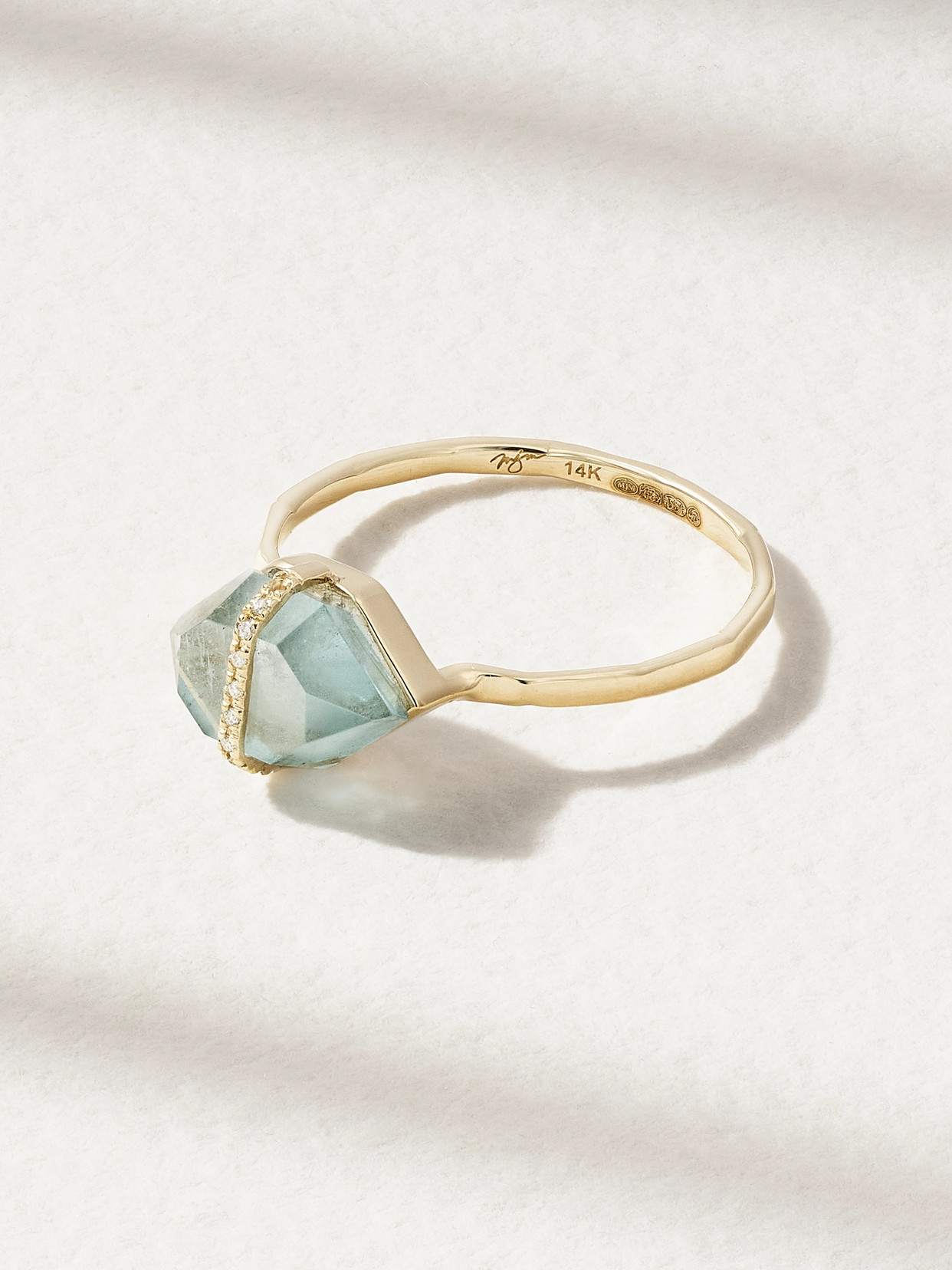 Melissa Joy Manning 14-karat Recycled Gold, Aquamarine And Diamond Ring In Blue