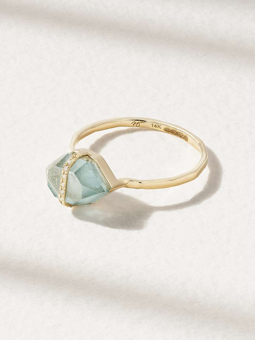 Melissa Joy Manning 14-karat Recycled Gold, Aquamarine And Diamond Ring