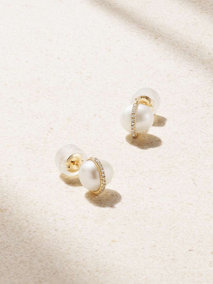 Melissa Joy Manning 14-karat Recycled Gold, Pearl And Diamond Earrings