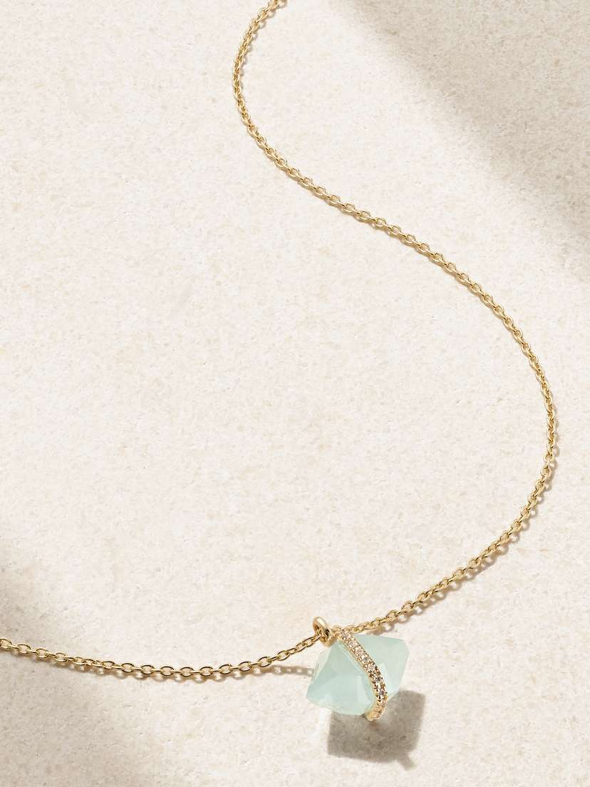 Melissa Joy Manning 14-karat Recycled Gold, Aquamarine And Herkimer Diamond Necklace