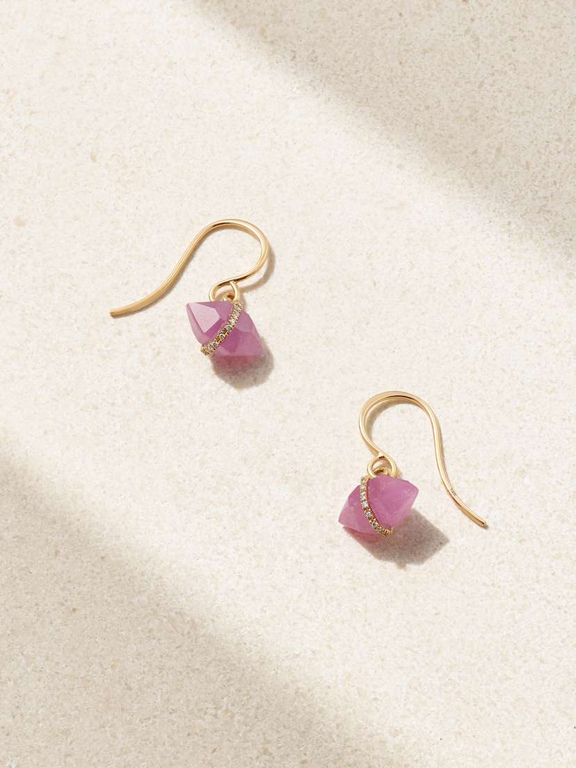 Melissa Joy Manning 14-karat Recycled Gold, Ruby And Herkimer Diamond Earrings