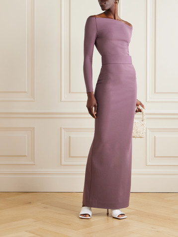 Solace London Sabina off-the-shoulder stretch-crepe maxi dress