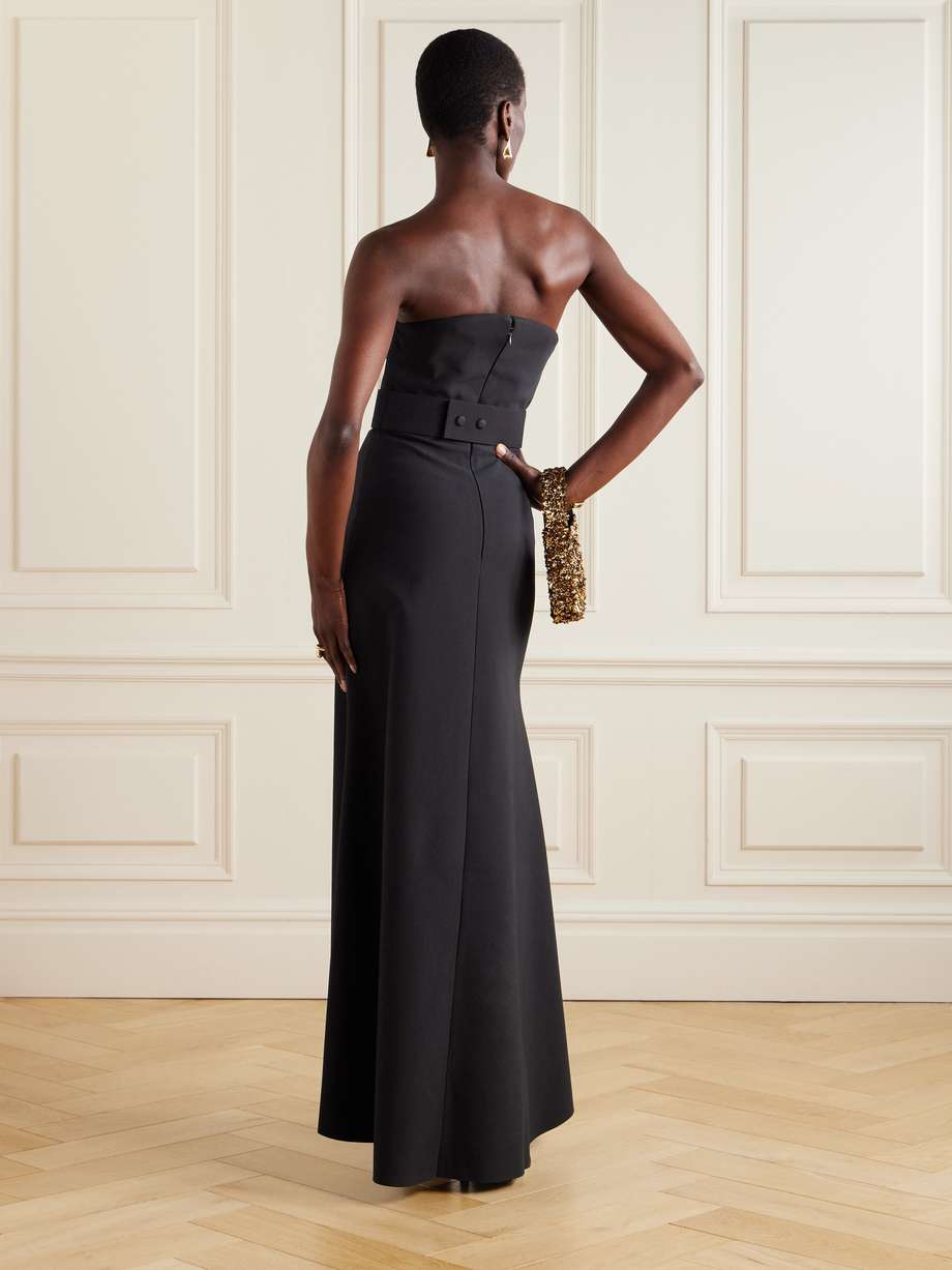 ember belted crepe maxi dress