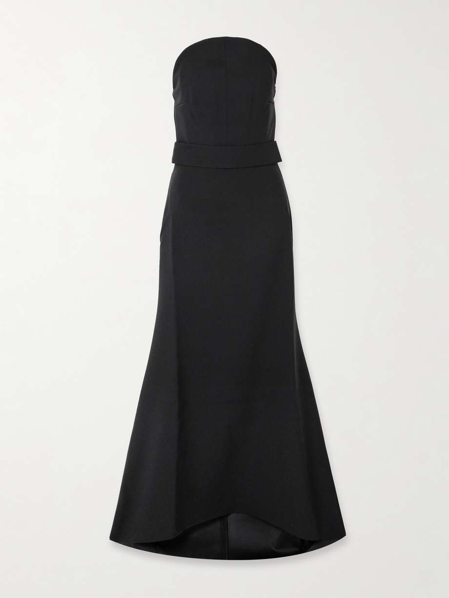 ember belted crepe maxi dress