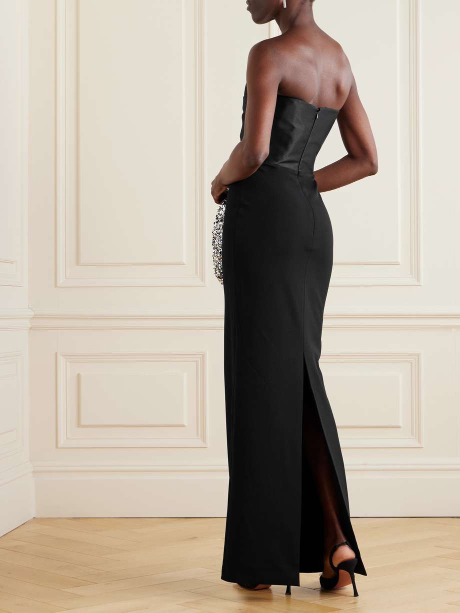 satin twill-trimmed crepe gown