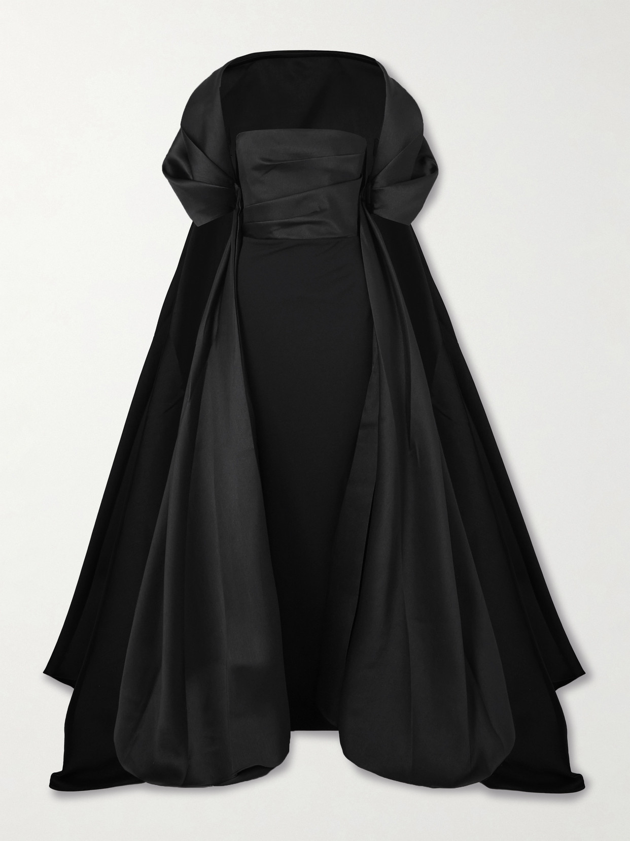 Solace London Satin Twill-trimmed Crepe Gown In Black