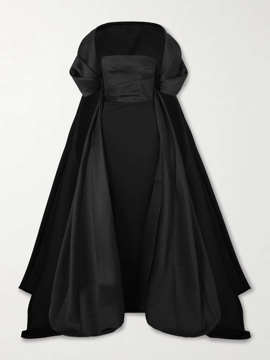 satin twill-trimmed crepe gown