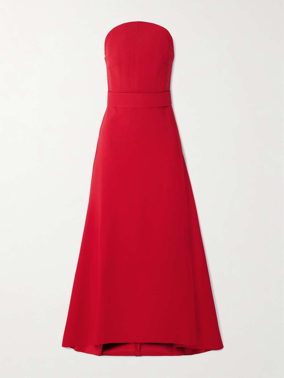 ember belted crepe maxi dress