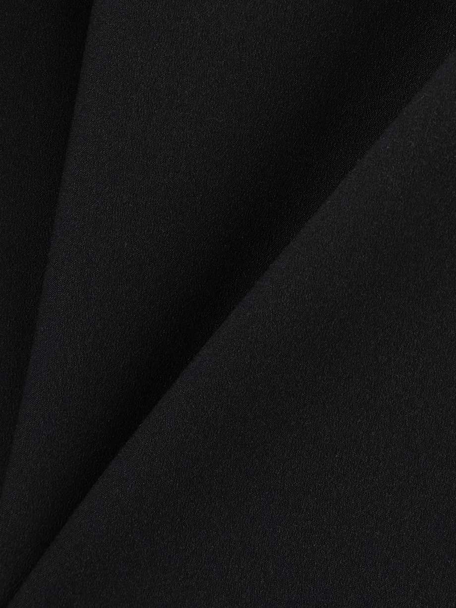 one-shoulder crepe gown