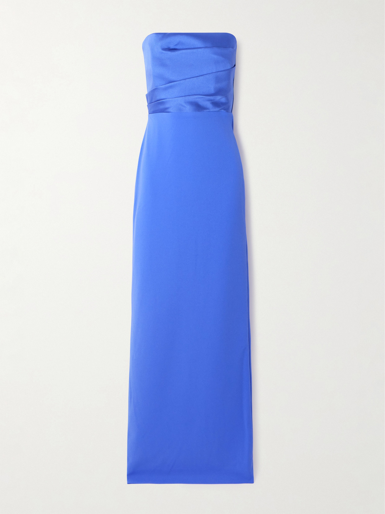 SOLACE LONDON AFRA STRAPLESS GATHERED SATIN-TWILL AND CREPE GOWN 