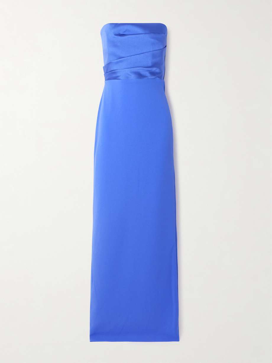 afra strapless gathered satin-twill and crepe gown